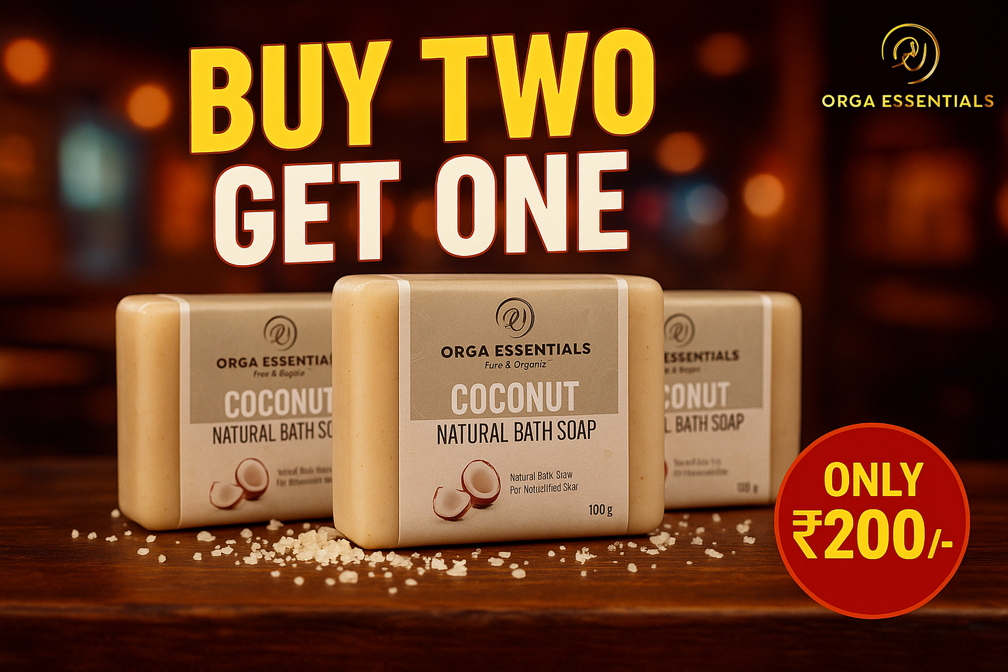Buy Two Coconut Milk Natural Bath Soap + Get One Free - 300GM
