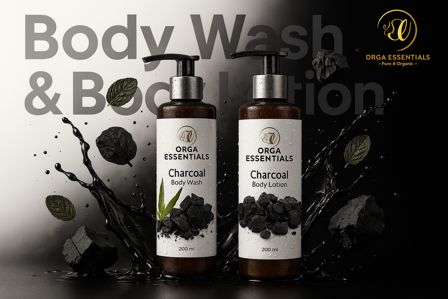 Charcoal Body Wash & Body Lotion