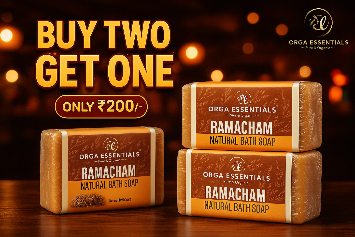 Buy Two Ramacham Natural Bath Soap + Get One Free - 300GM