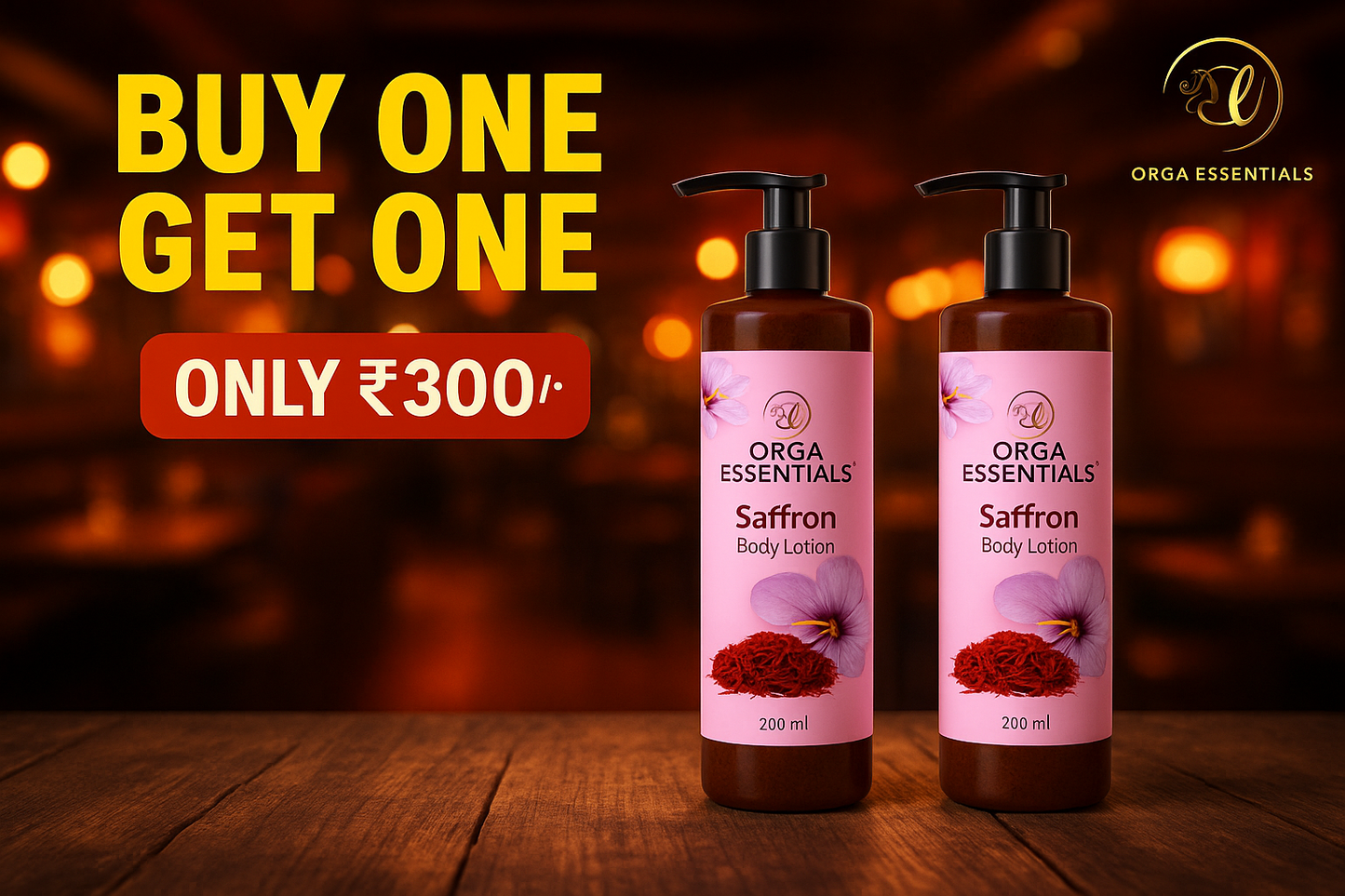 Buy One Saffron Body Lotion 200ml + Get One Saffron Body Lotion Free 200ml + Free Shipping